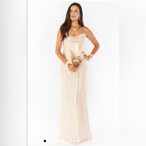 NWOT SHOW ME YOUR MUMU - Tuscany Maxi Slip Dress size L color: champagne - Picture 4 of 5